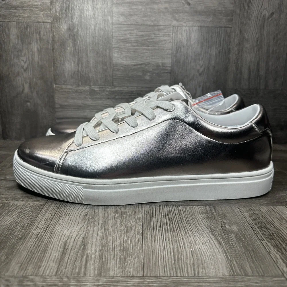 Perry Ellis Vincent 2.0 Sneakers Mens 11 Silver Metallic Low Top Casual NEW